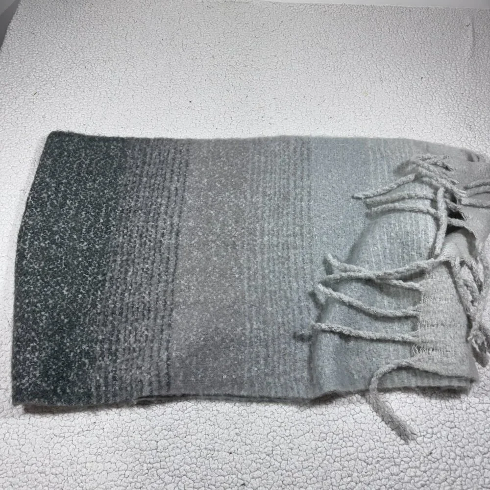 MER SEA Women's Cozy Travel Wrap Blanket Scarf Gray Ombre Stripes 20” X 80”